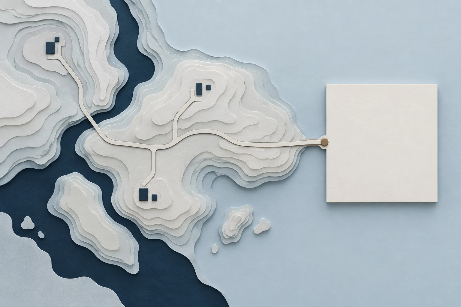 Original paper-relief illustration of an energy landscape connected to a clear page.
